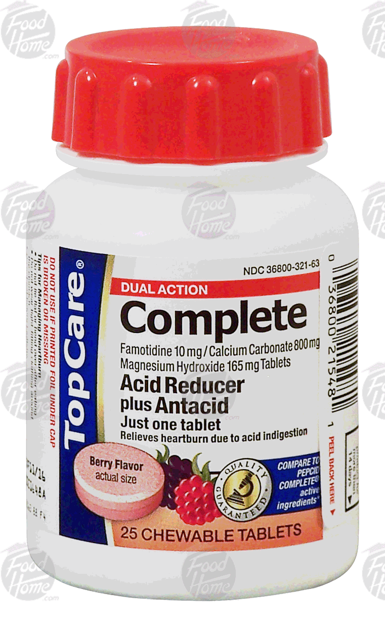 Top Care  complete acid reducer plus antacid, 25 chewable tablets, berry flavor Full-Size Picture